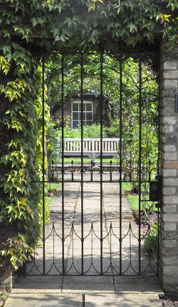 View through gate and successive archways