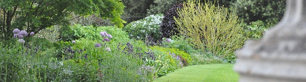 Foot of Hall portico and garden