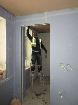 Ceiling being plastered